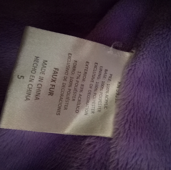 Girls Faux Fur Jacket sz 5 - Picture 3 of 6